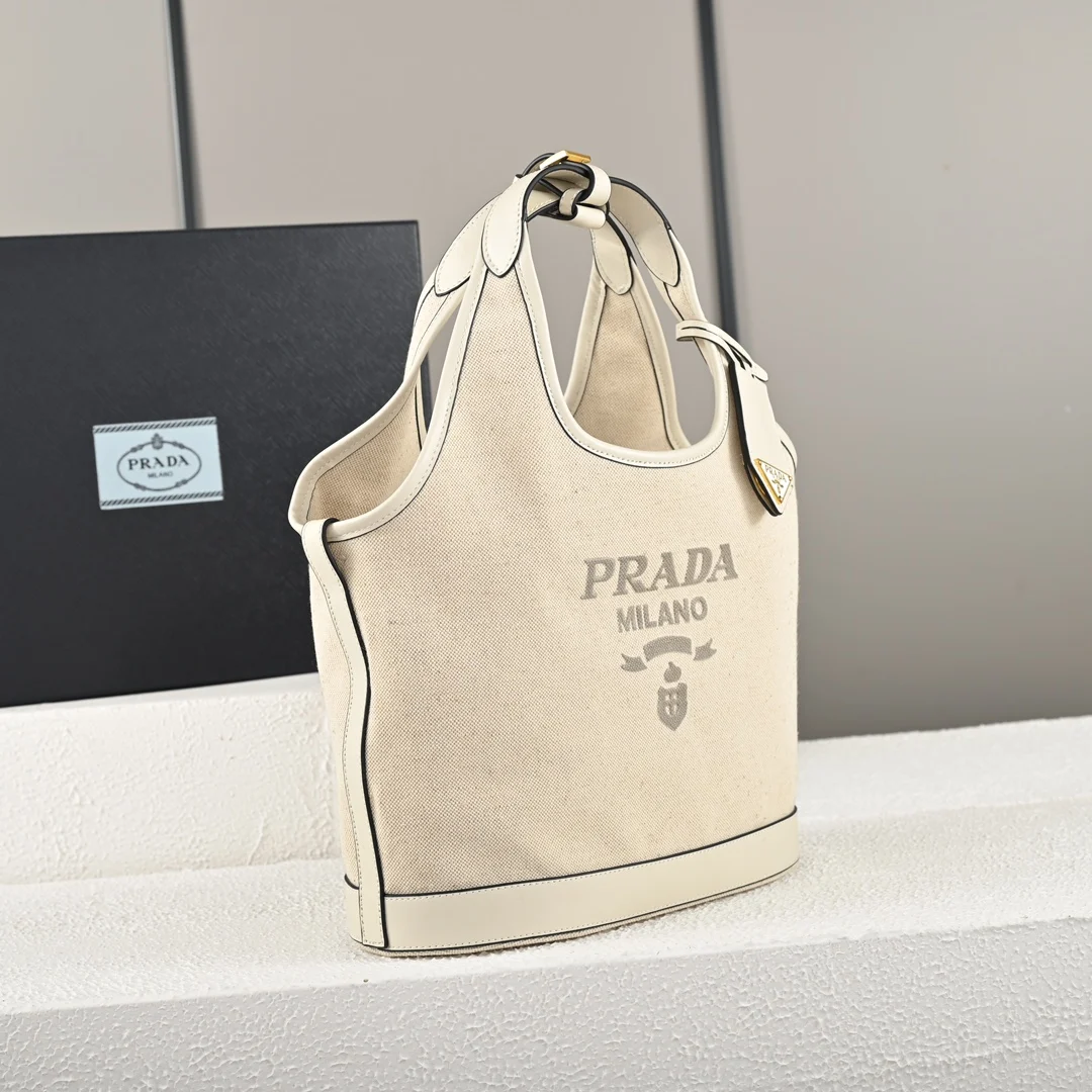 Prada 1BG471 Summer Linen Blend with Leather Tote Bag Medium Handbag - Detail view 3
