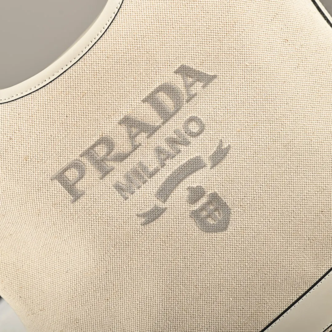 Prada 1BG471 Summer Linen Blend with Leather Tote Bag Medium Handbag - Detail view 5