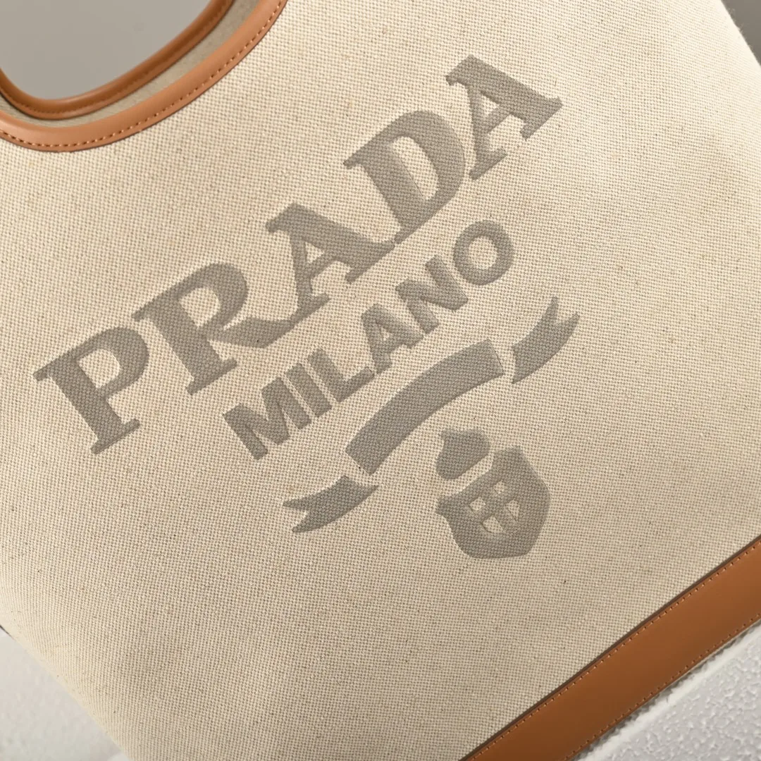 Prada 1BG472 Summer Linen Blend with Leather Large Tote Bag Handbag - Detail view 5