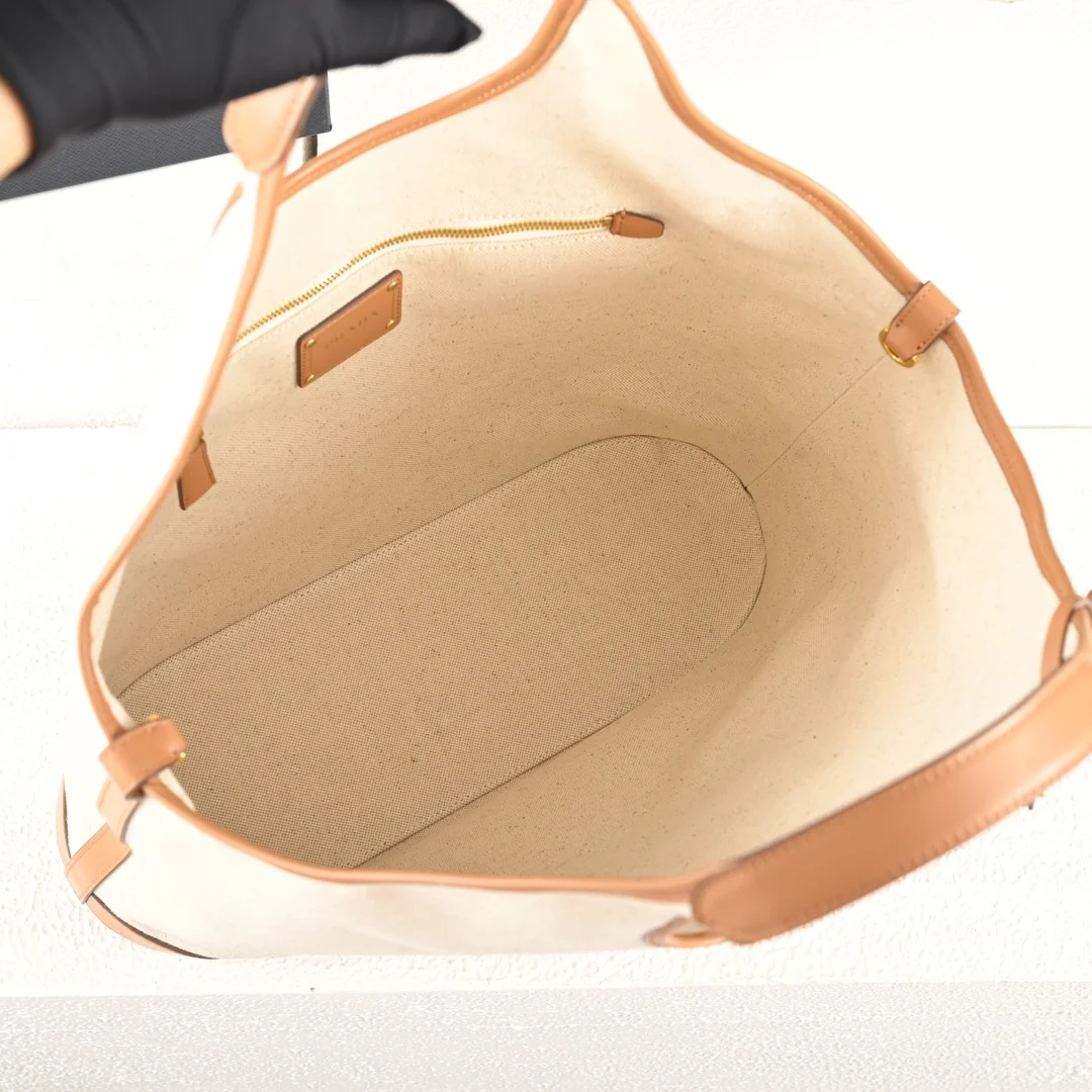 Prada 1BG472 Summer Linen Blend with Leather Large Tote Bag Handbag - Detail view 8