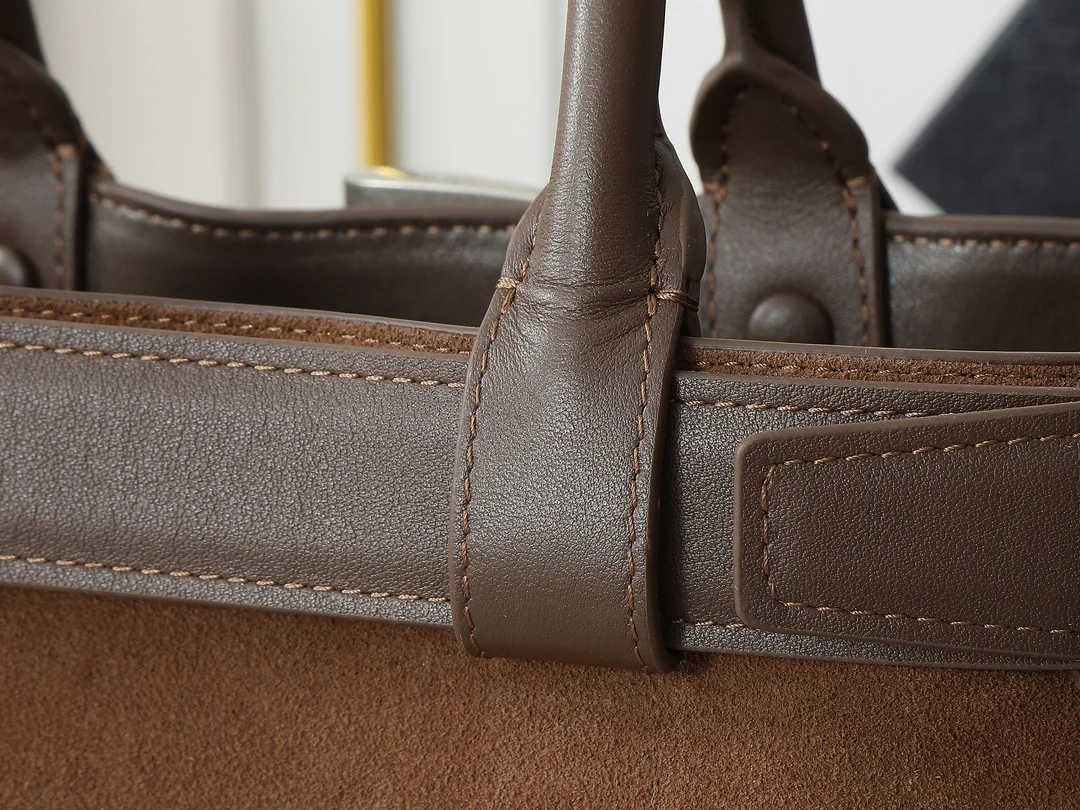 Prada 1BA416 Medium Suede Leather Tote Bag Crossbody Bag - Detail view 6