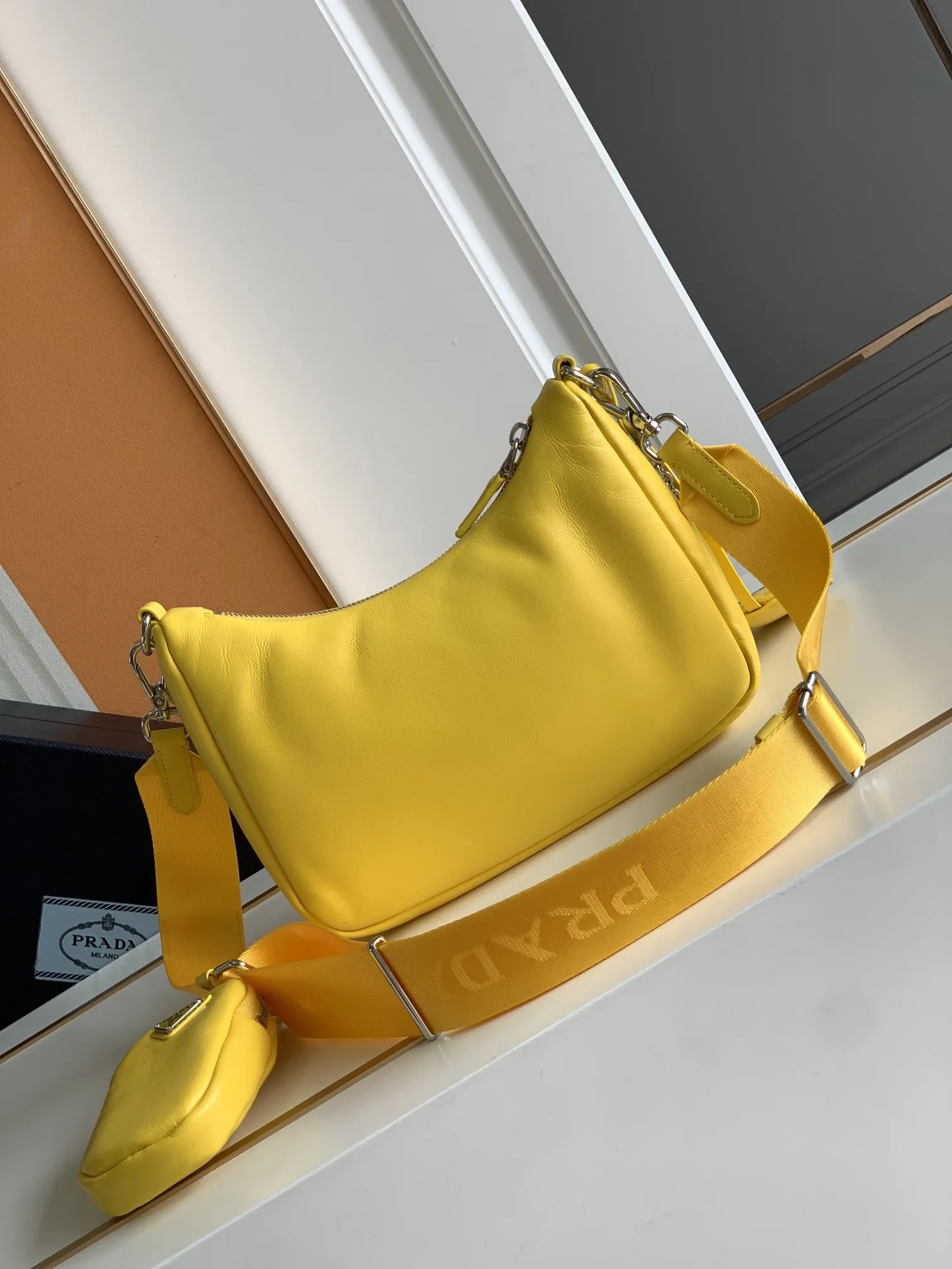 Prada 1BH204 Sheepskin Three-in-One Shoulder Bag Crossbody Bag - Detail view 3