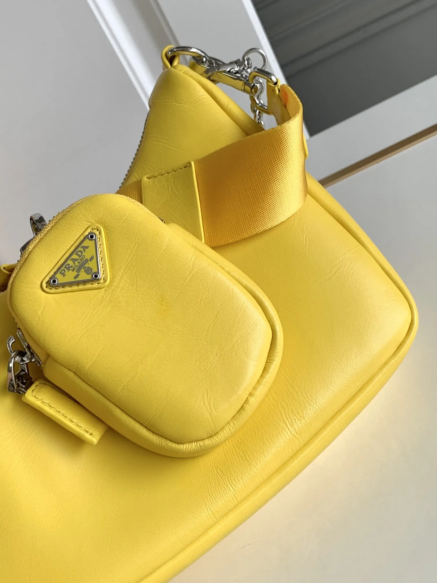Prada 1BH204 Sheepskin Three-in-One Shoulder Bag Crossbody Bag - Detail view 7
