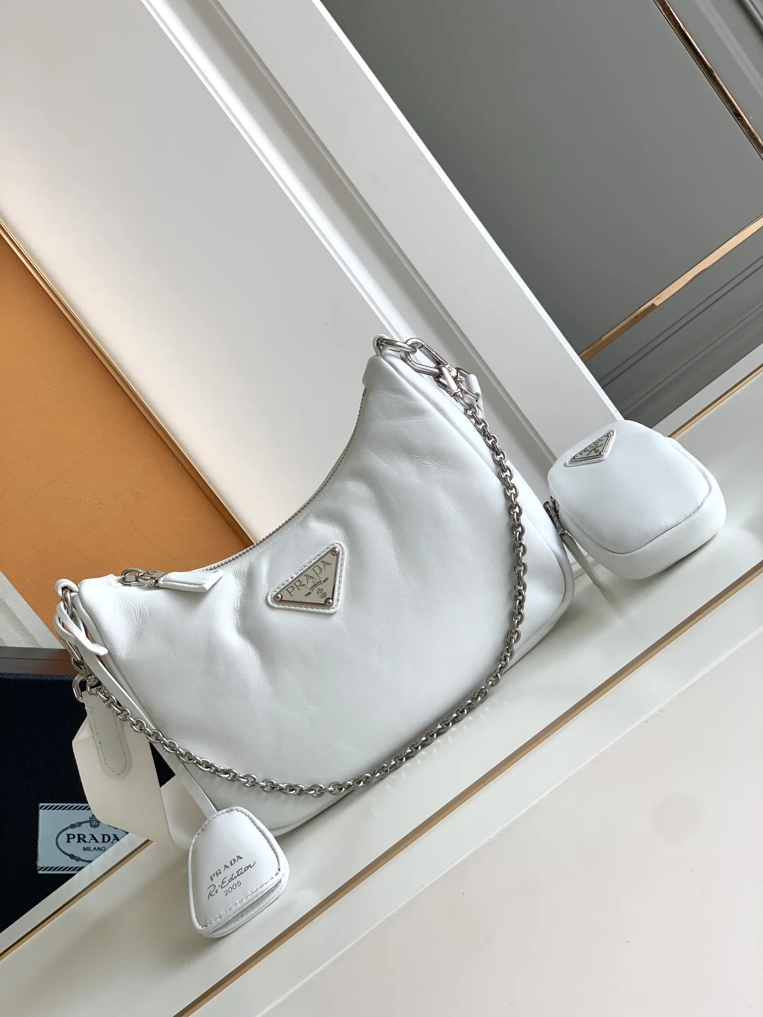 Prada 1BH204 Sheepskin Three-in-One Shoulder Bag Crossbody Bag