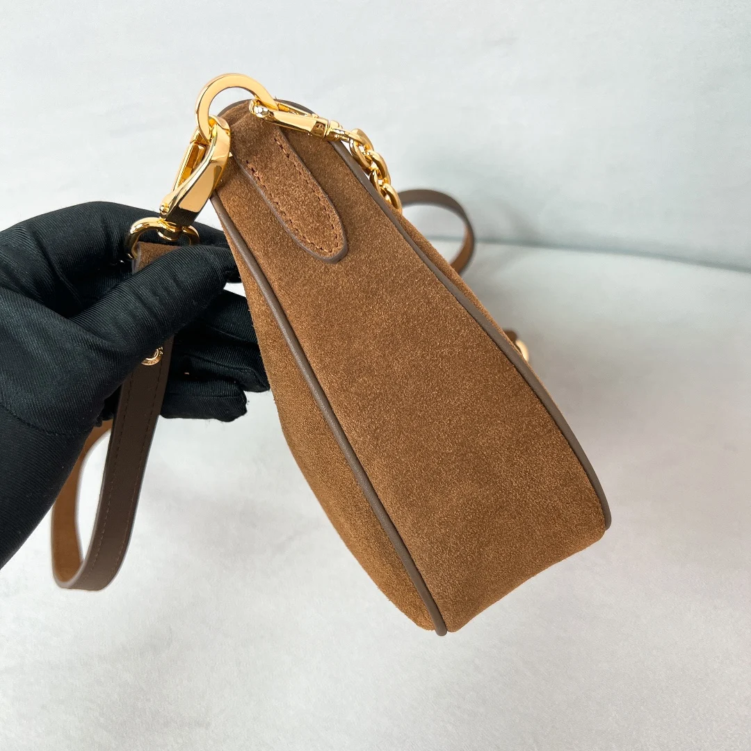 Prada 1BC204 Hobo Suede Underarm Bag Handheld Crossbody Bag - Detail view 3