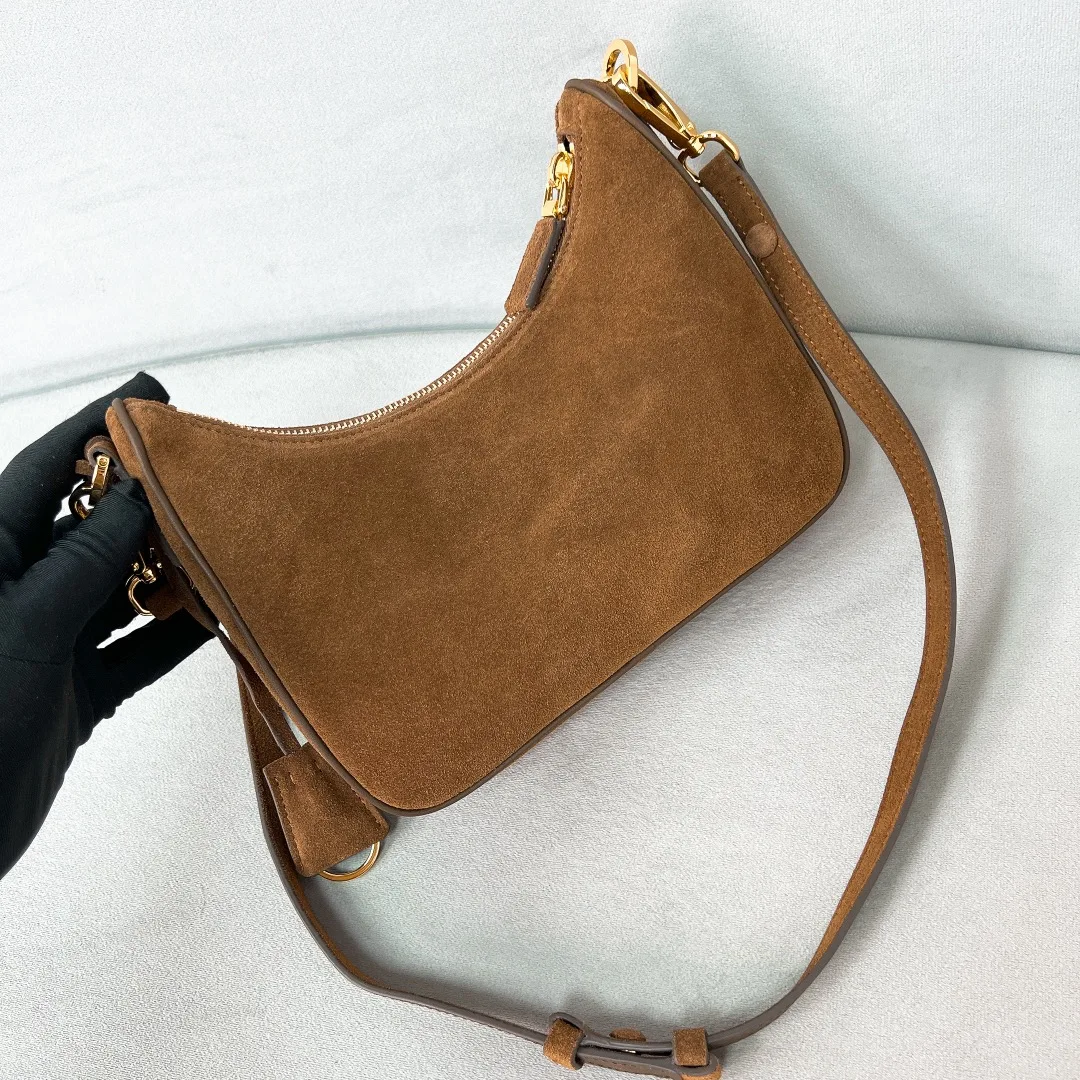 Prada 1BC204 Hobo Suede Underarm Bag Handheld Crossbody Bag - Detail view 4