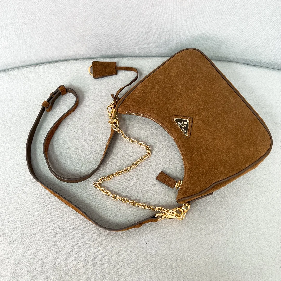 Prada 1BC204 Hobo Suede Underarm Bag Handheld Crossbody Bag - Detail view 5