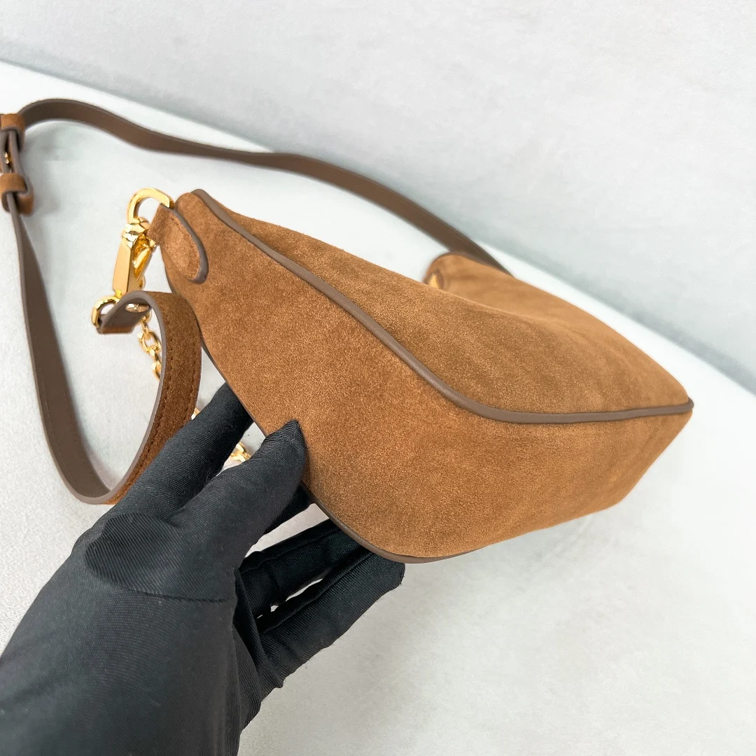 Prada 1BC204 Hobo Suede Underarm Bag Handheld Crossbody Bag - Detail view 7