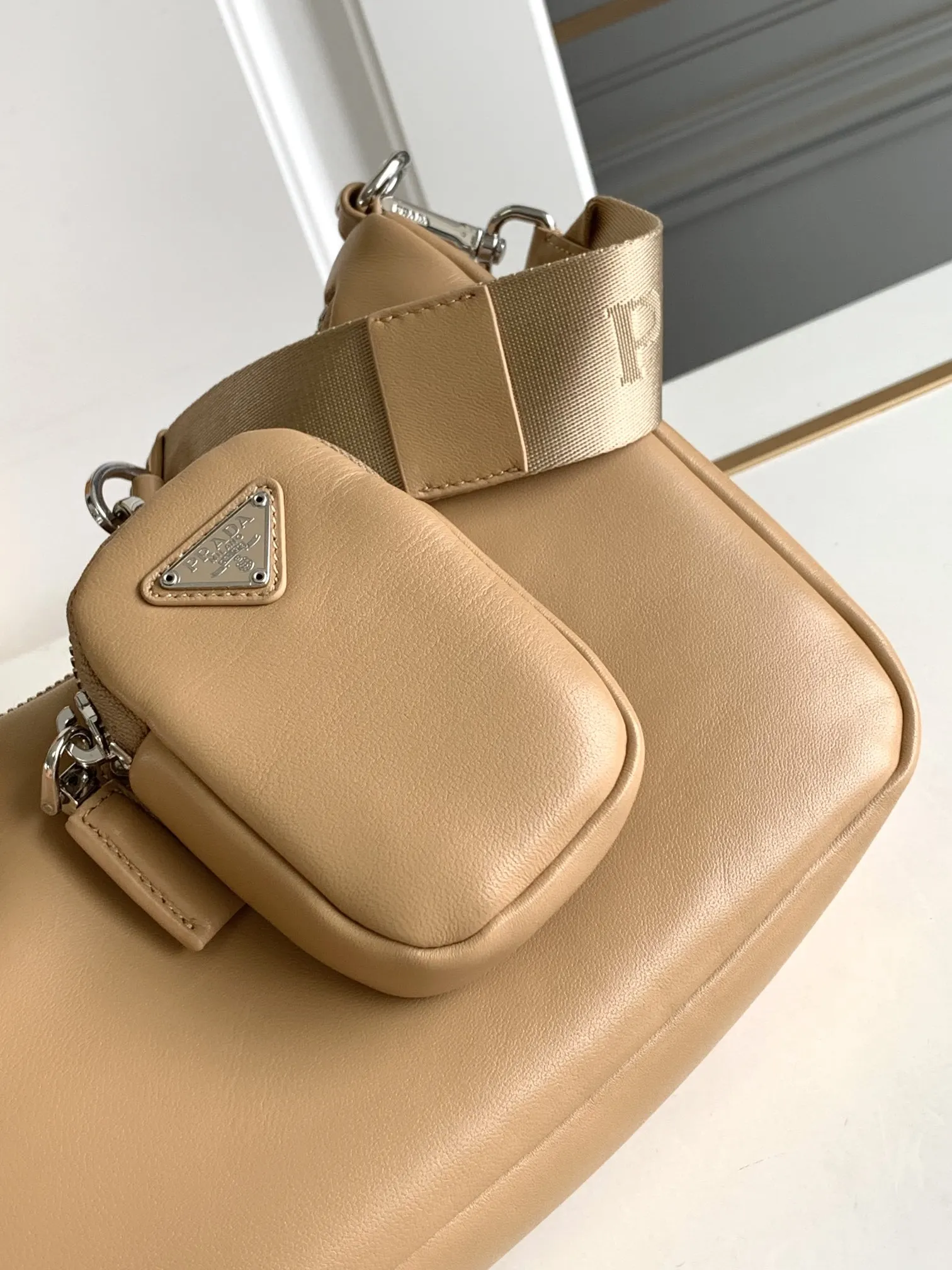 Prada 1BH204 Sheepskin Three-in-One Shoulder Bag Crossbody Bag - Detail view 5