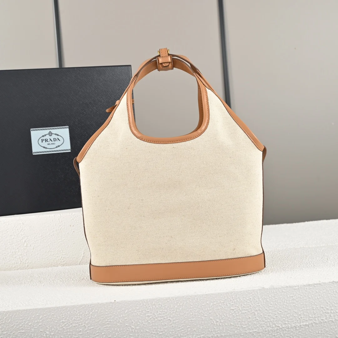 Prada 1BG471 Summer New Linen Blend with Leather Tote Bag Medium Handbag - Detail view 2
