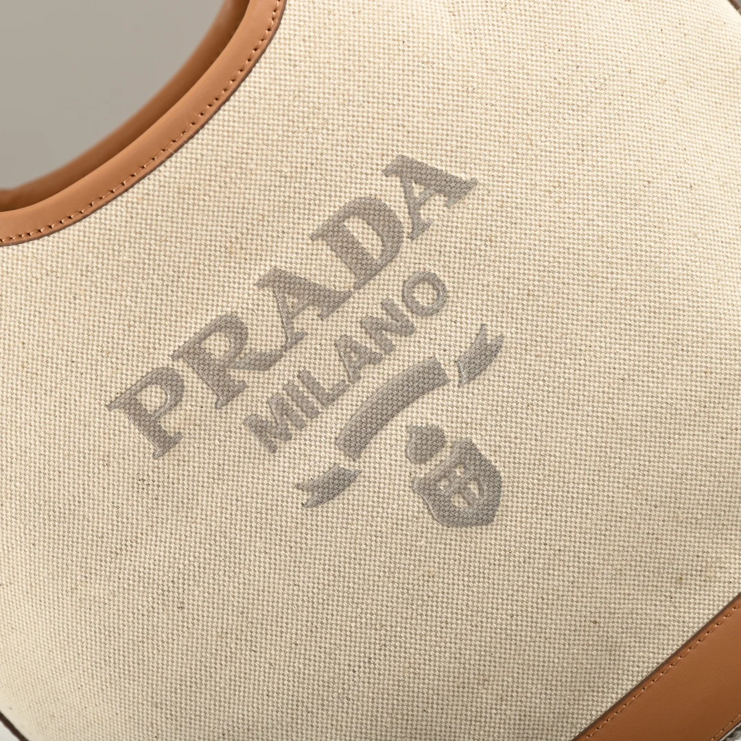 Prada 1BG471 Summer New Linen Blend with Leather Tote Bag Medium Handbag - Detail view 5