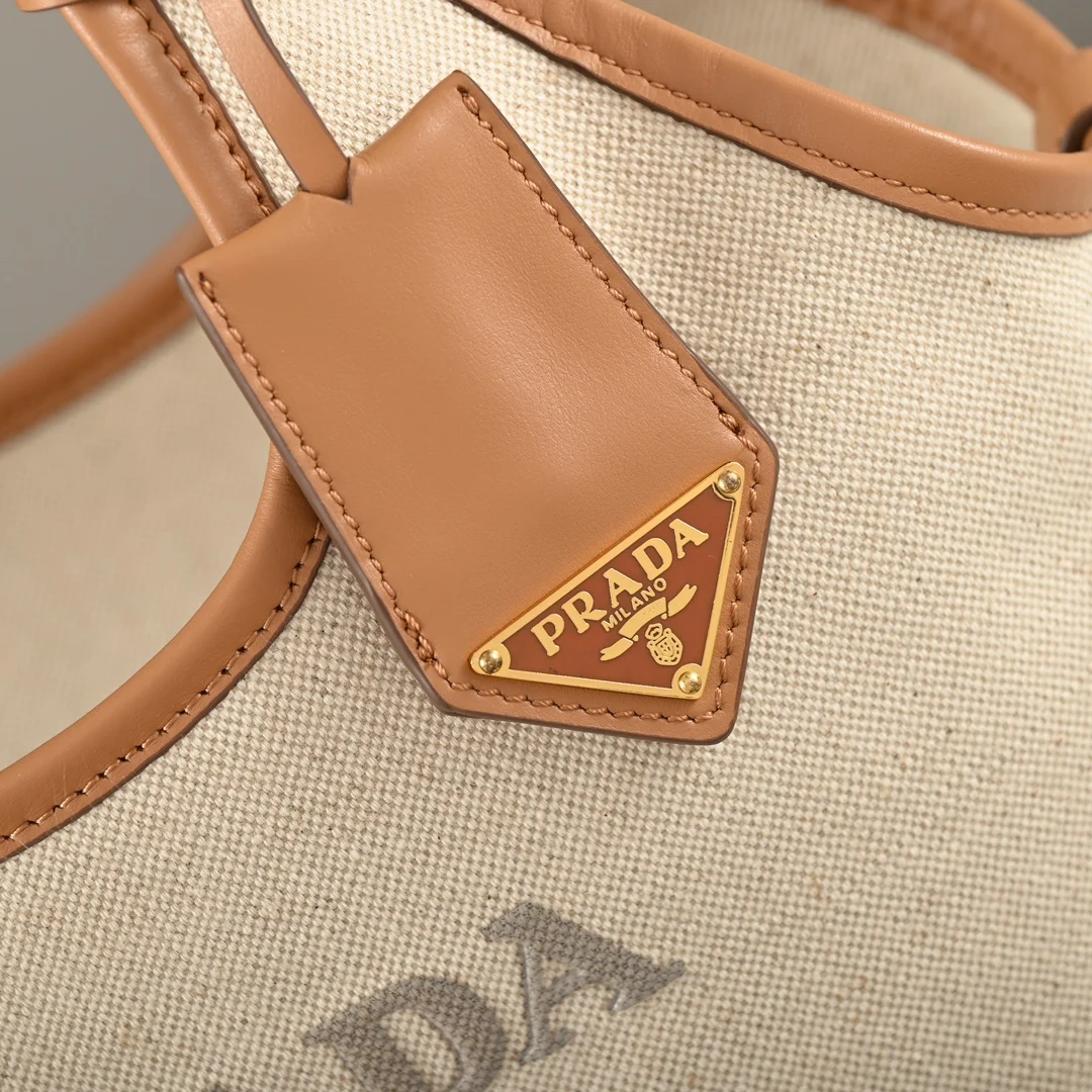 Prada 1BG471 Summer New Linen Blend with Leather Tote Bag Medium Handbag - Detail view 6