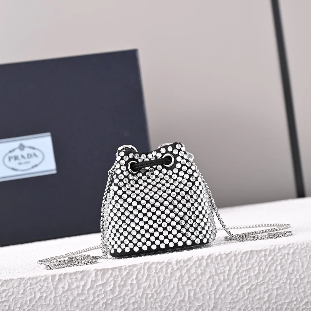 Prada 1NR016 Crystal Mini Water Bucket Crossbody Bag - Detail view 3