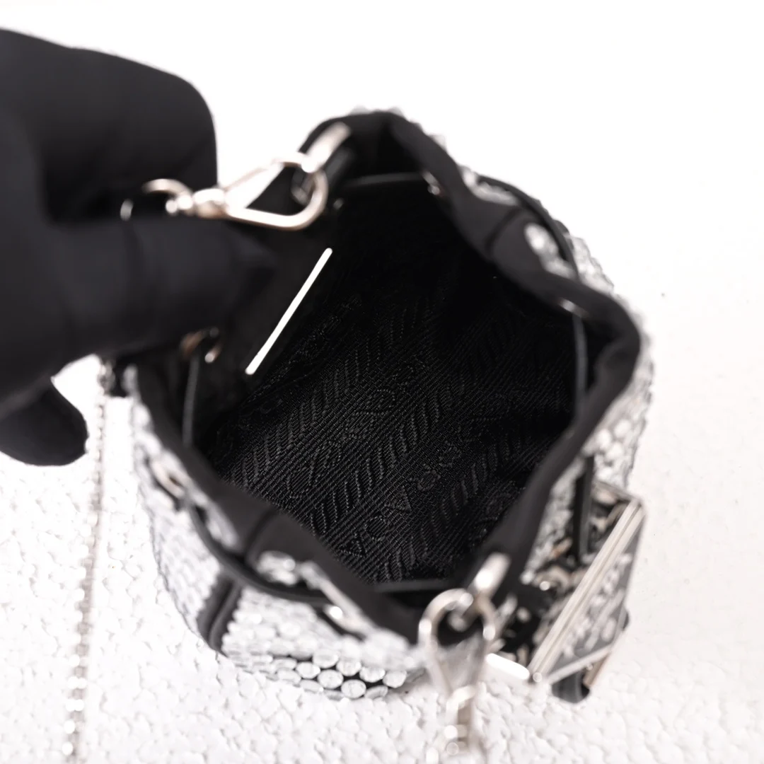Prada 1NR016 Crystal Mini Water Bucket Crossbody Bag - Detail view 8