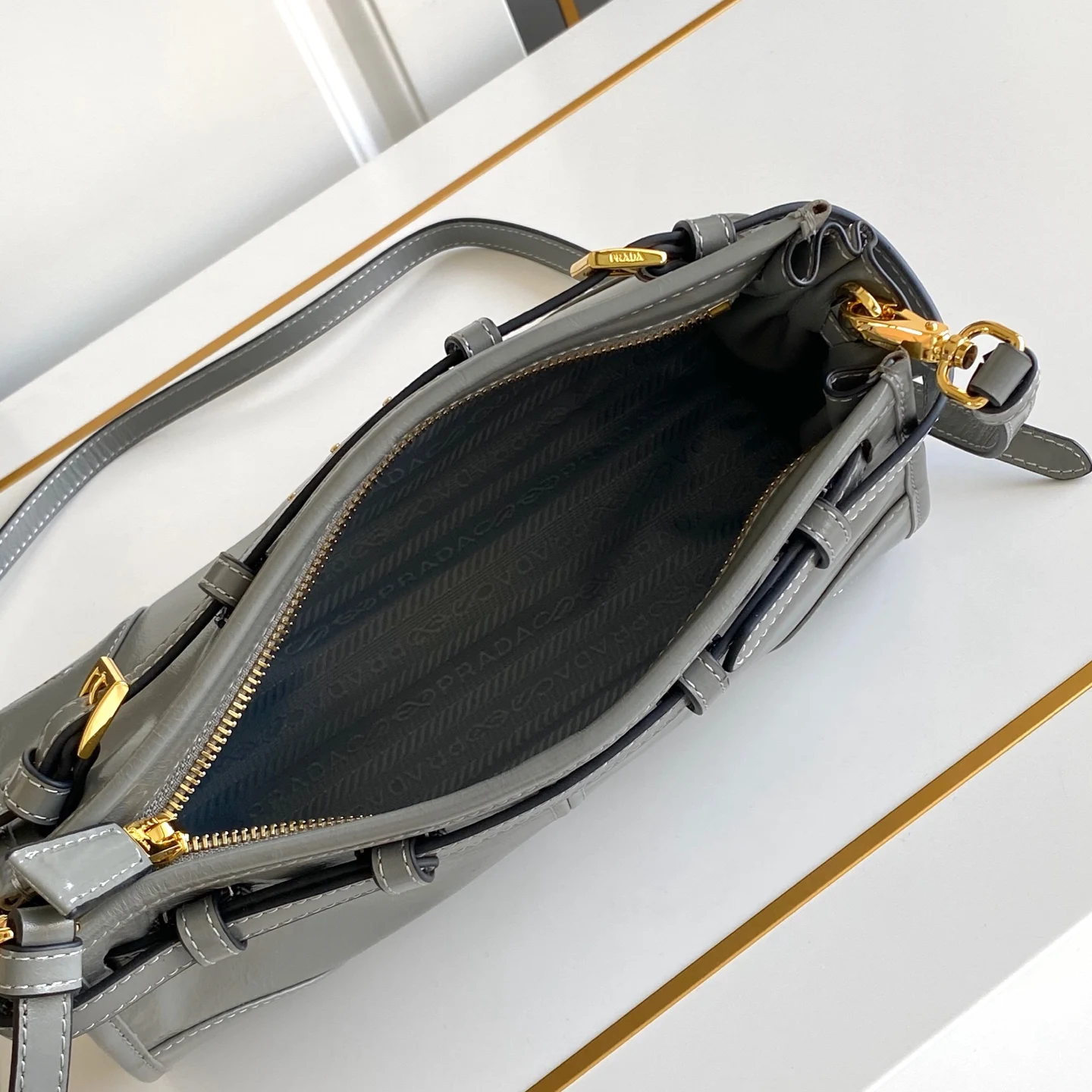 Prada 1BA215 LusSolf Leather Crossbody Bag - Detail view 8