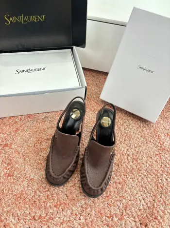 2026 New YSL Small Logo High Heel Loafers Slippers