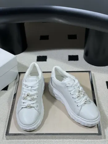 26s 春夏新款 圆头厚底水钻蝴蝶结小白鞋