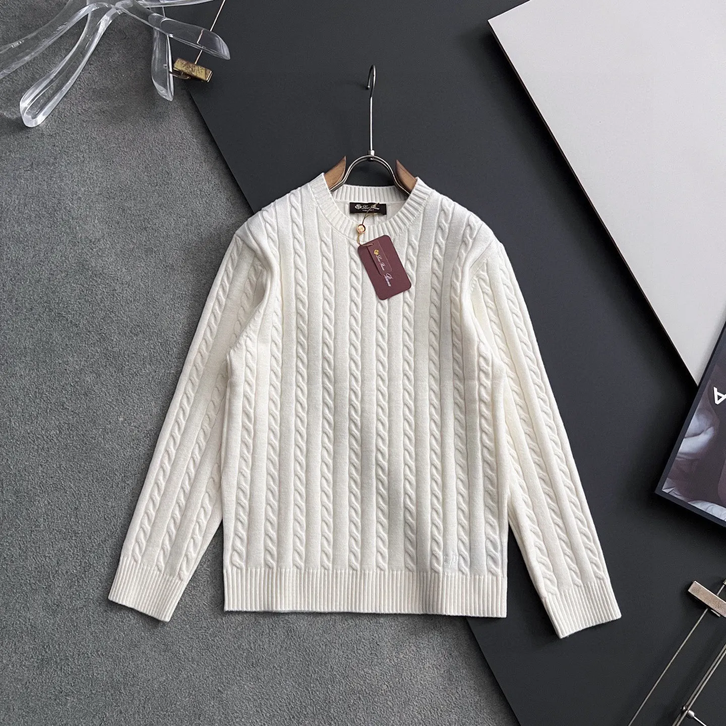 Loro Piana LP Autumn/Winter New Unisex High-Weight Knitted Wool Cardigan Sweater