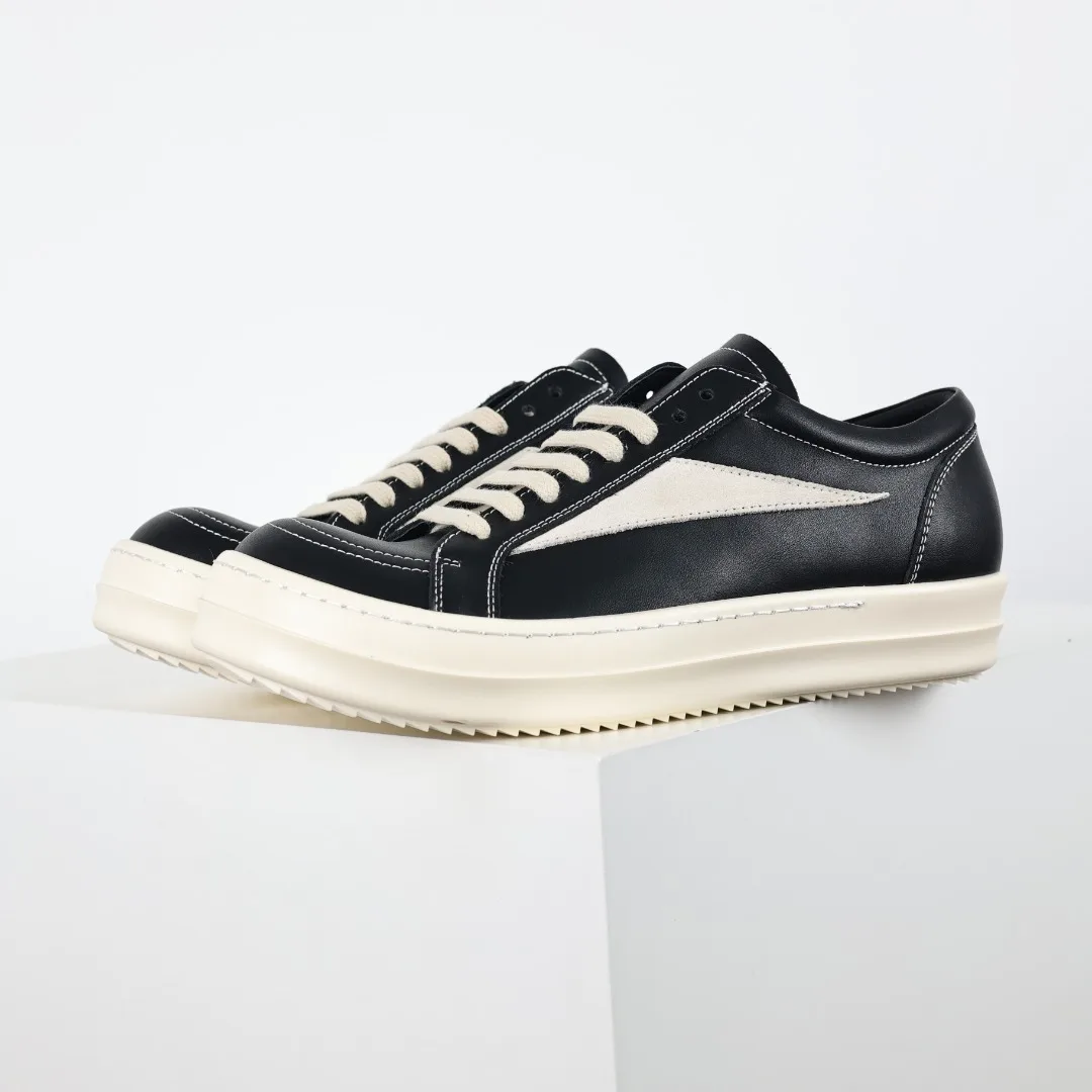 Rick Owens X1 RO Black and White Leather Sneakers - Detail view 1