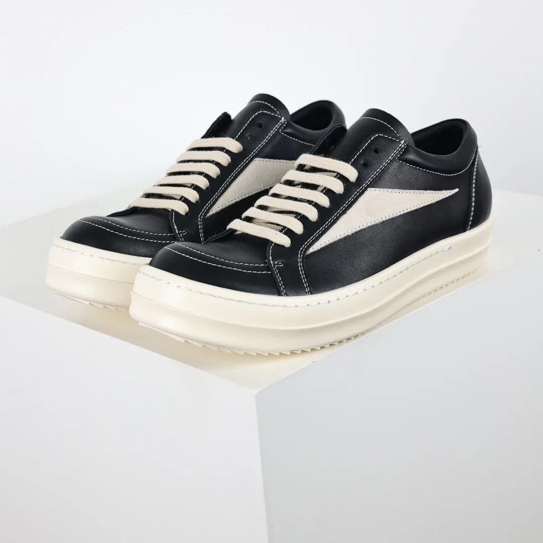 Rick Owens X1 RO Black and White Leather Sneakers - Detail view 2
