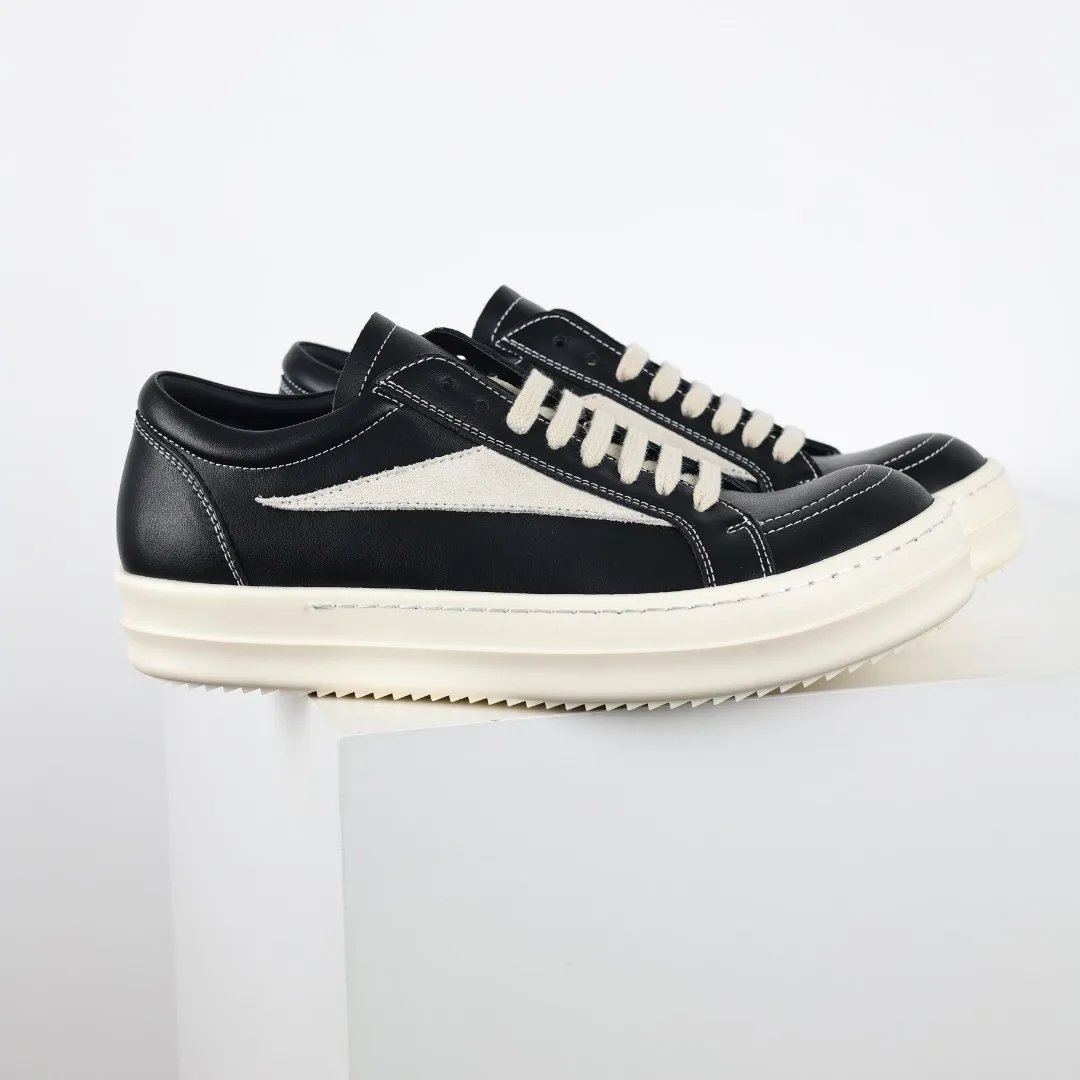 Rick Owens X1 RO Black and White Leather Sneakers - Detail view 3
