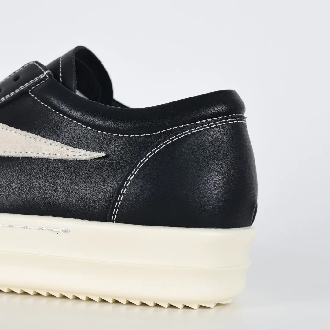 Rick Owens X1 RO Black and White Leather Sneakers - Detail view 4