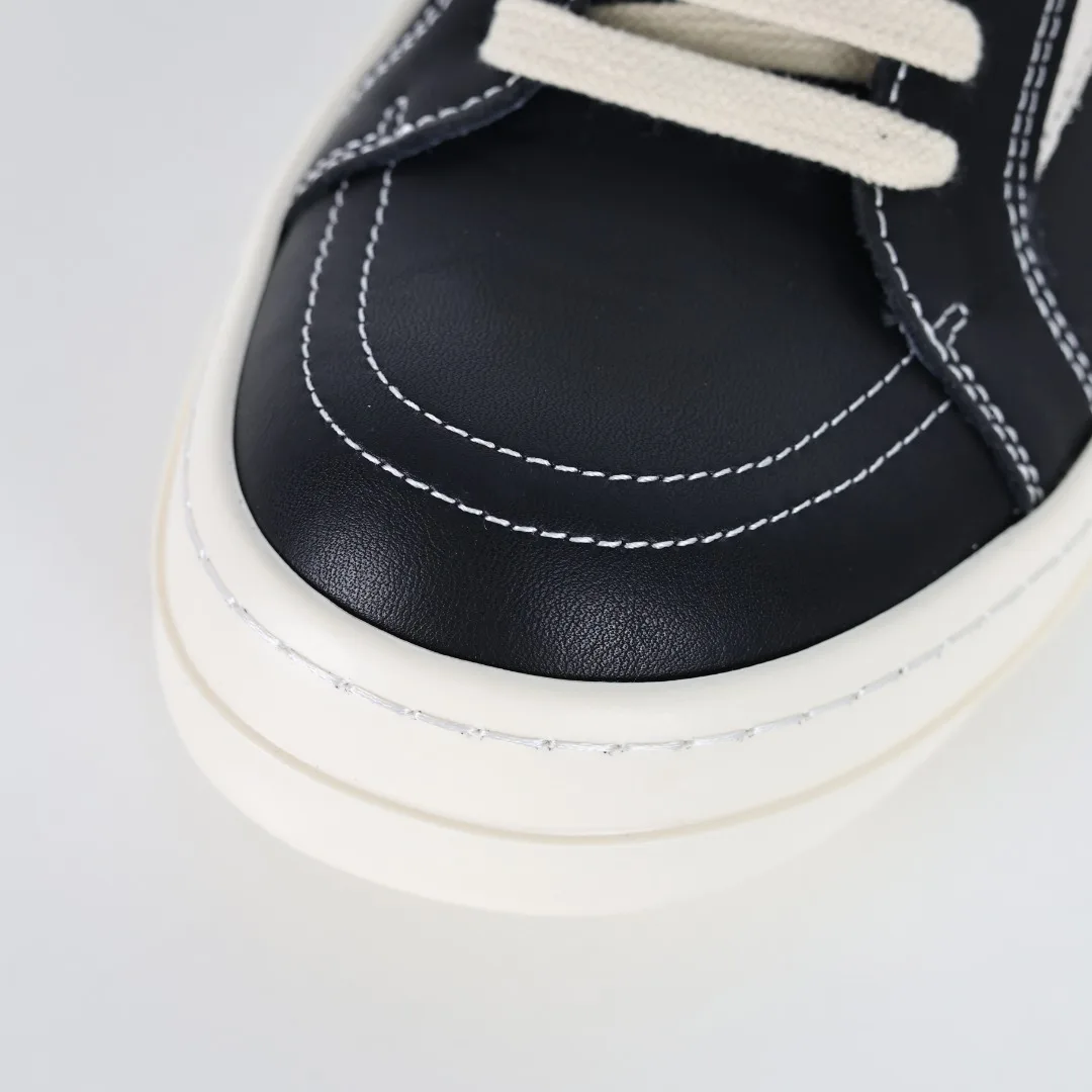Rick Owens X1 RO Black and White Leather Sneakers - Detail view 5