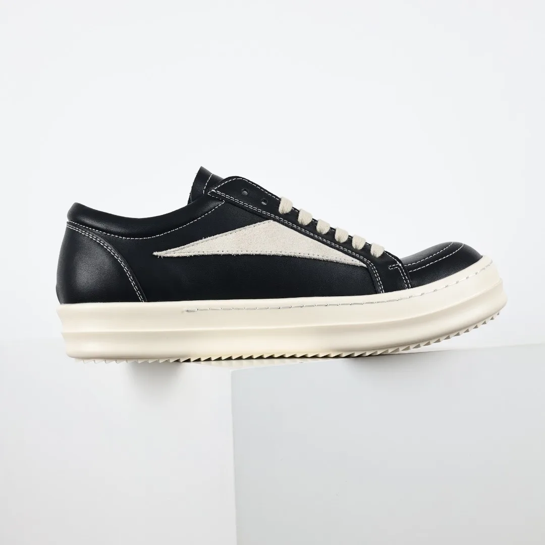 Rick Owens X1 RO Black and White Leather Sneakers - Detail view 7