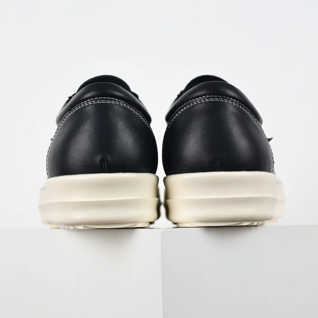 Rick Owens X1 RO Black and White Leather Sneakers - Detail view 8