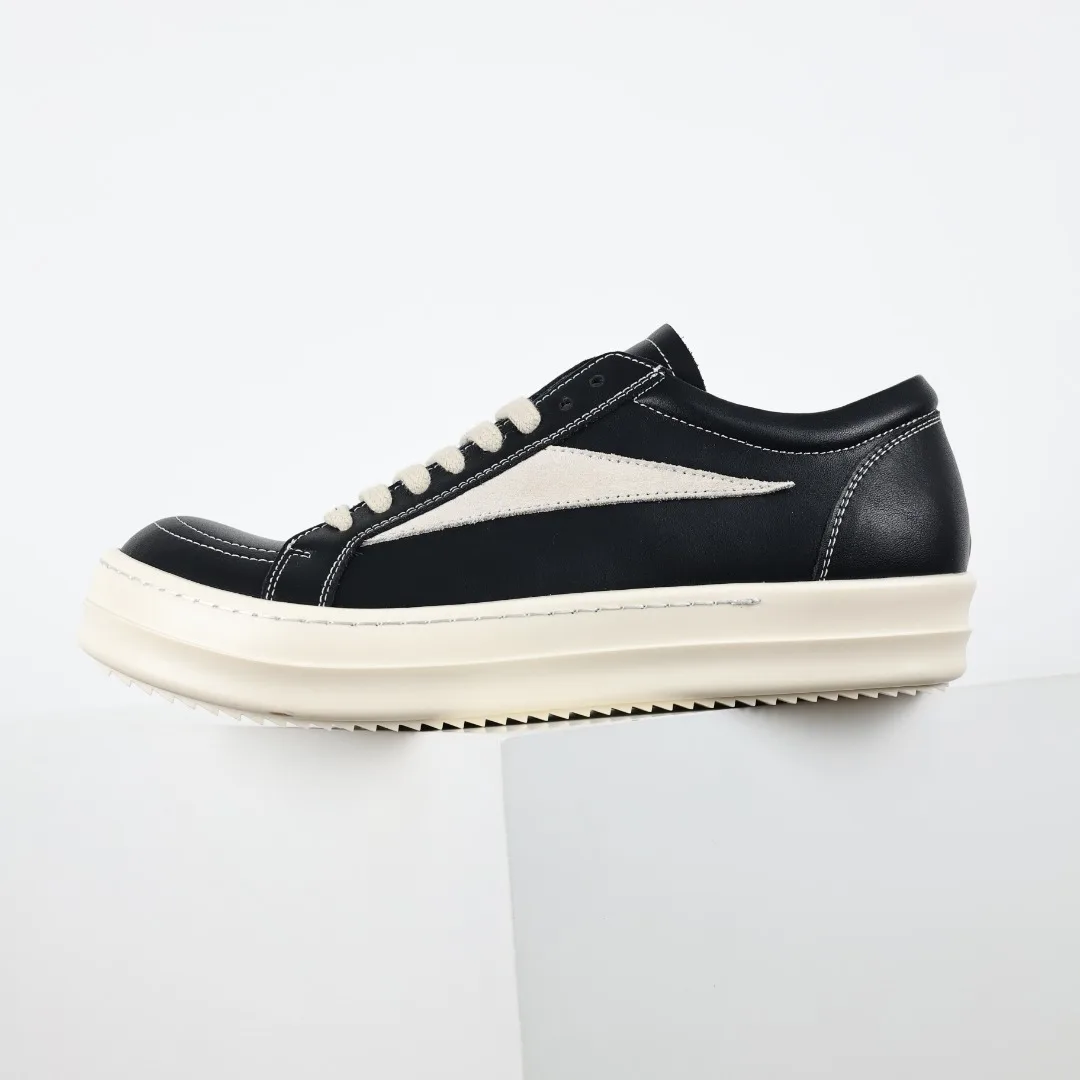 Rick Owens X1 RO Black and White Leather Sneakers - Detail view 9