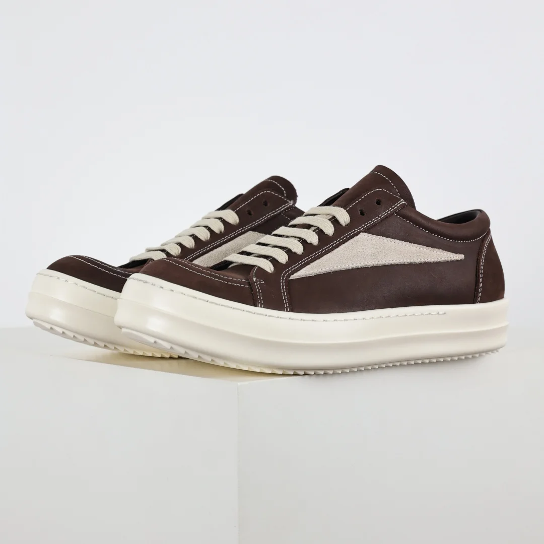 Rick Owens RO Crazy Horse Leather Casual Skate Shoes