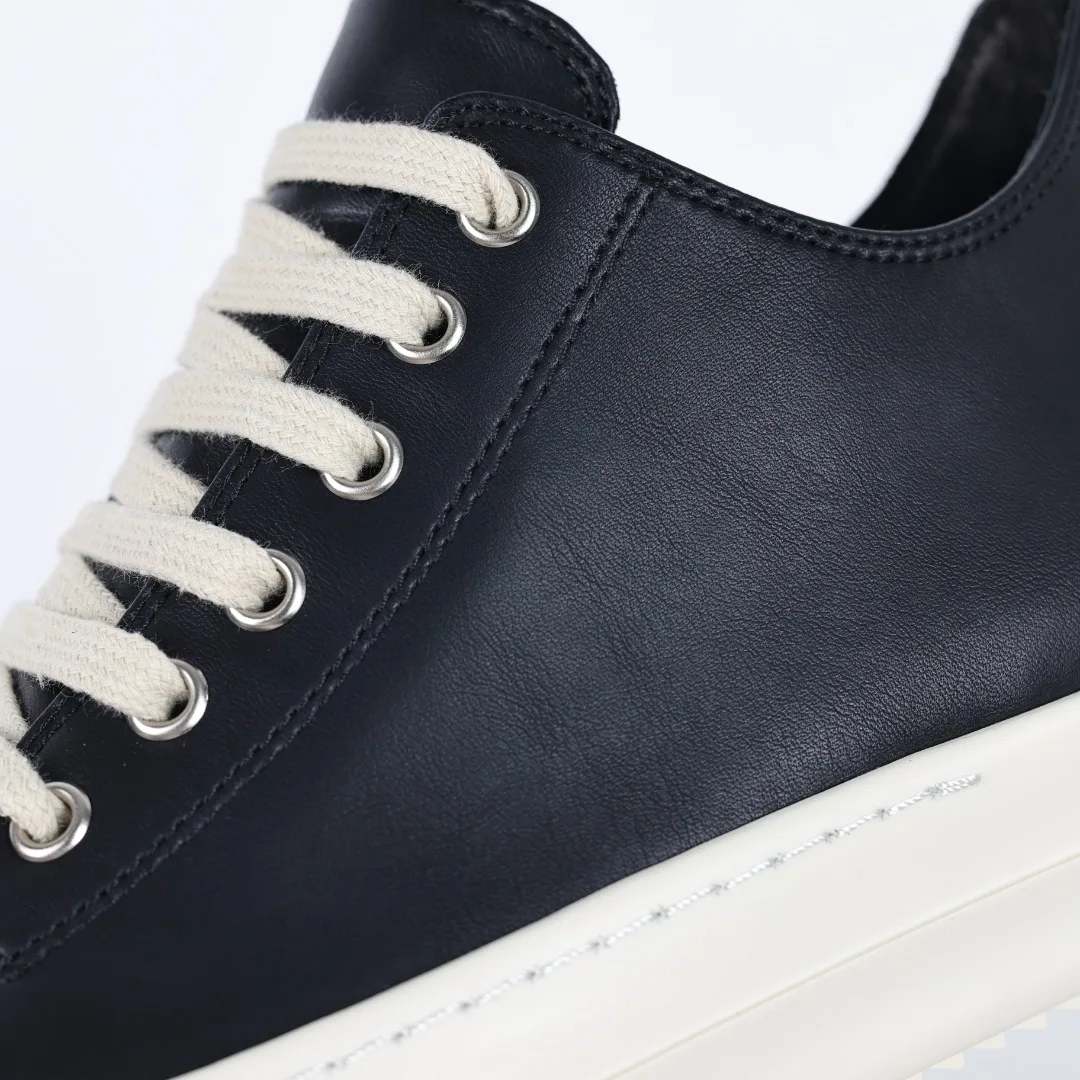 Rick Owens X1 RO watermelon head black leather sneakers - Detail view 6
