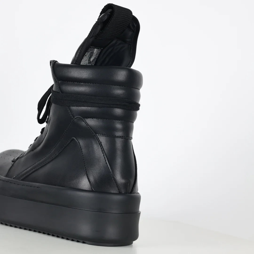 Rick Owens Leather inverted triangle high-top fashion chunky sneakers - Detail view 4