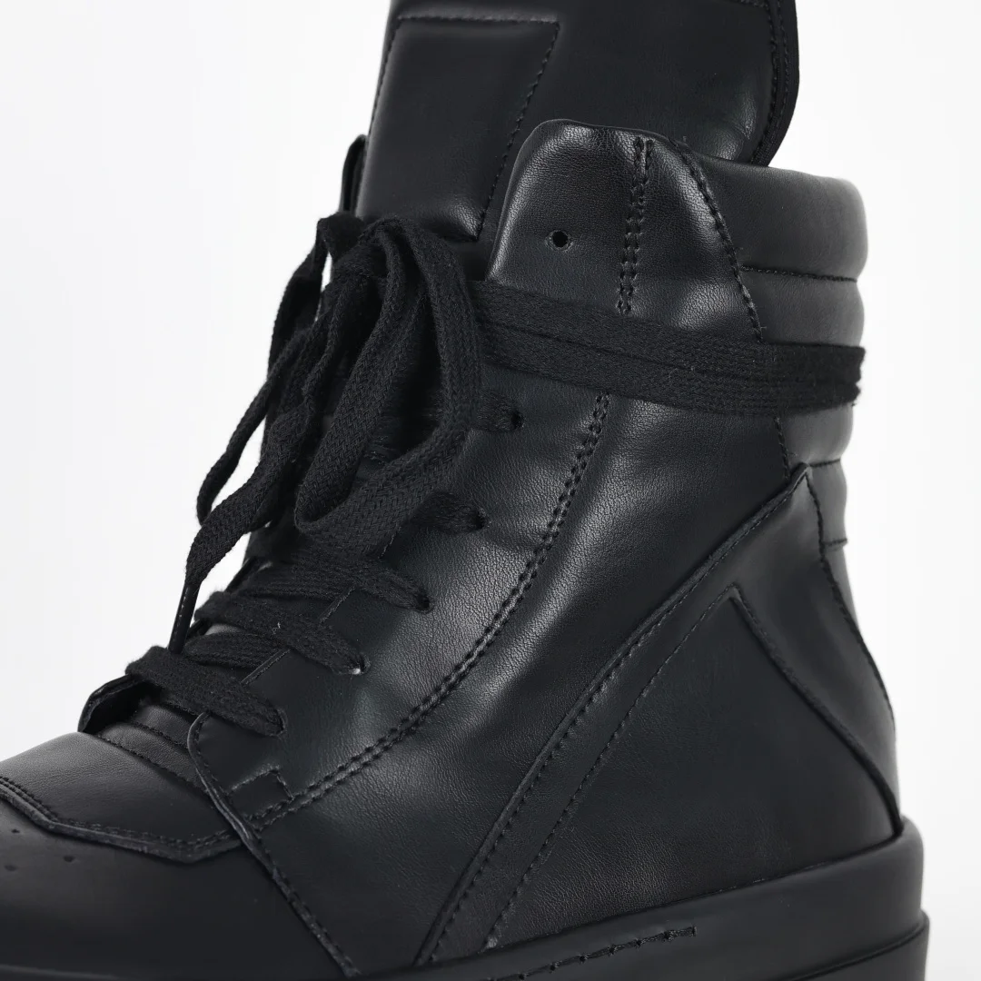 Rick Owens Leather inverted triangle high-top fashion chunky sneakers - Detail view 6