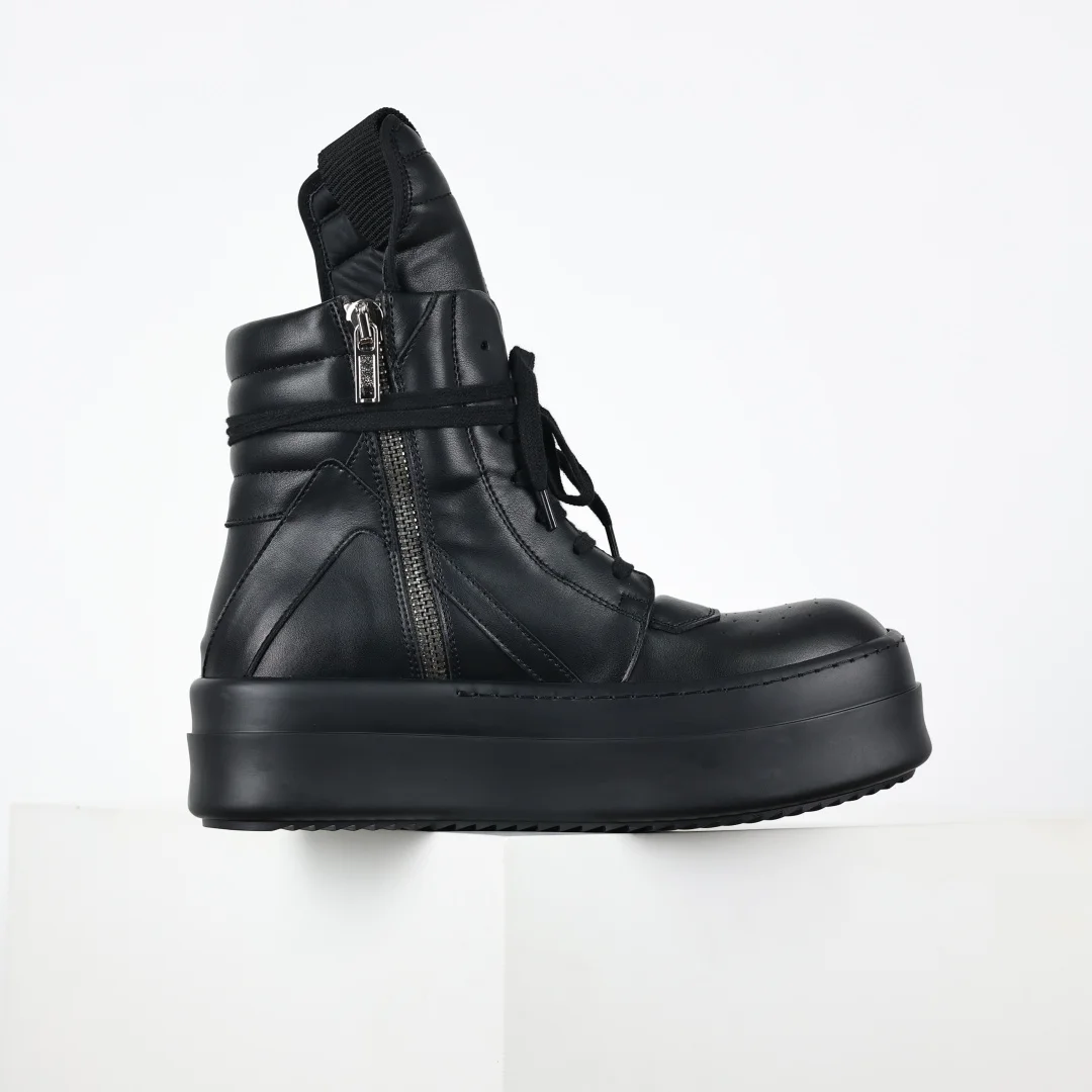 Rick Owens Leather inverted triangle high-top fashion chunky sneakers - Detail view 7