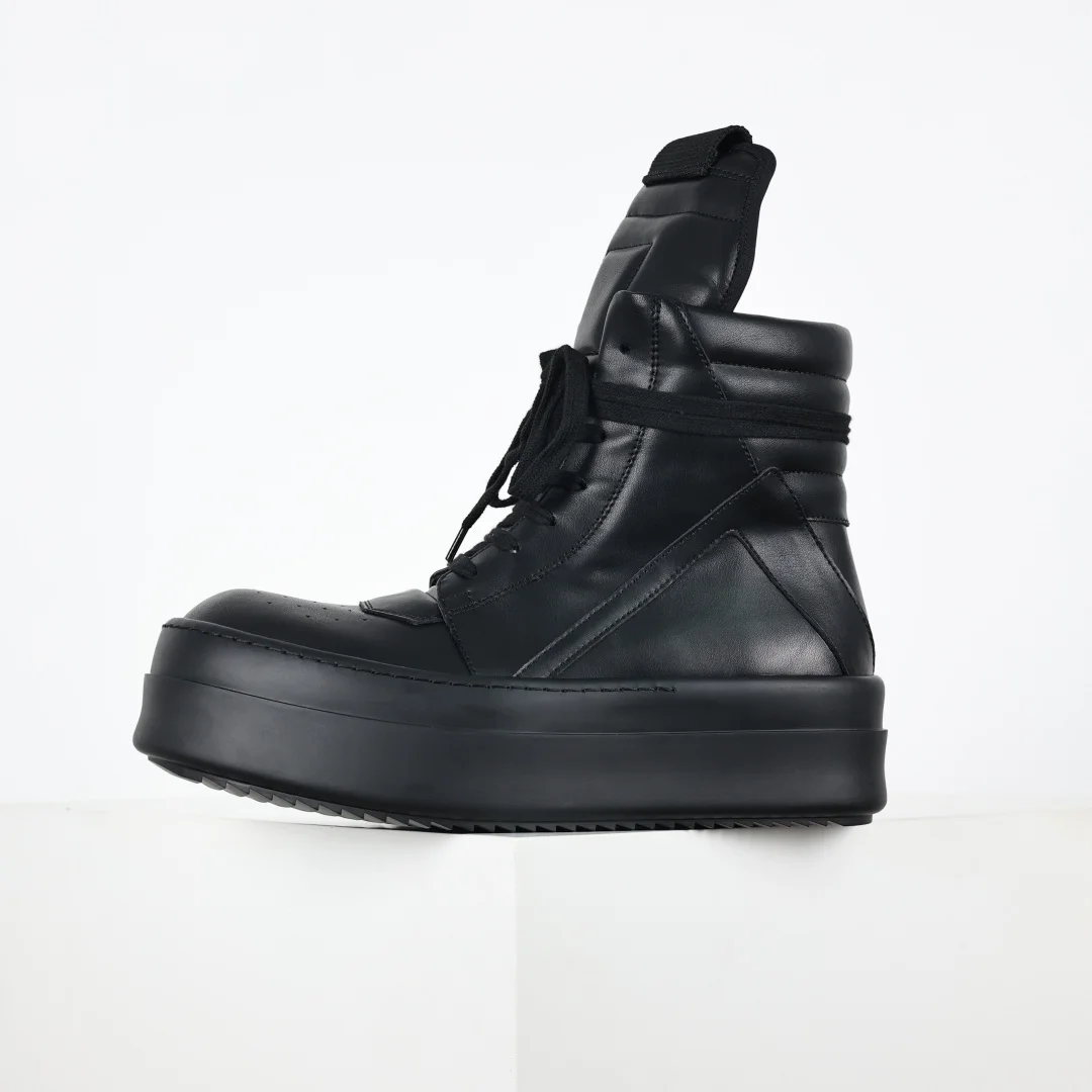 Rick Owens Leather inverted triangle high-top fashion chunky sneakers - Detail view 9