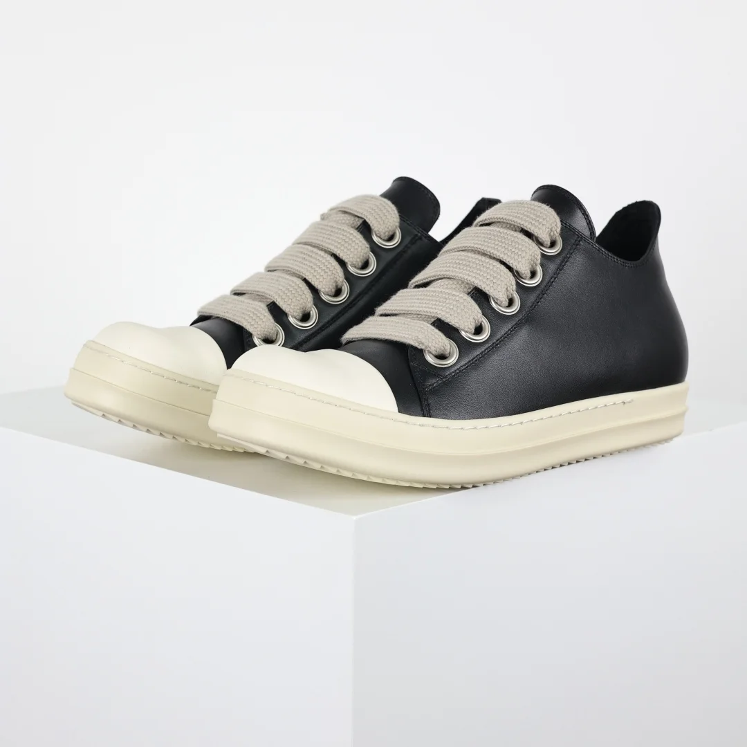 Rick Owens X1 Low-Top Leather Fashion Sneakers - Detail view 1