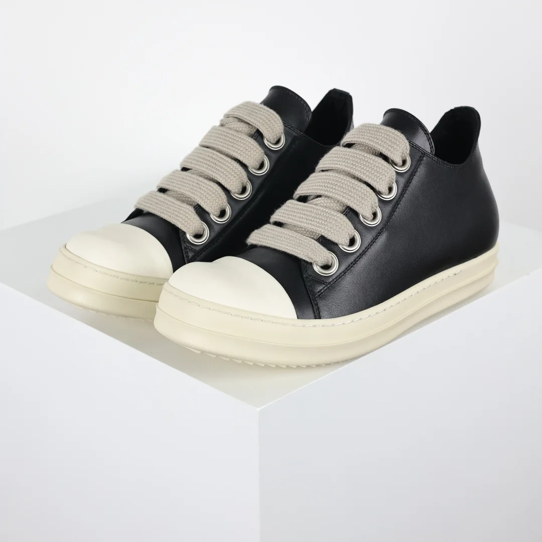 Rick Owens X1 Low-Top Leather Fashion Sneakers - Detail view 2