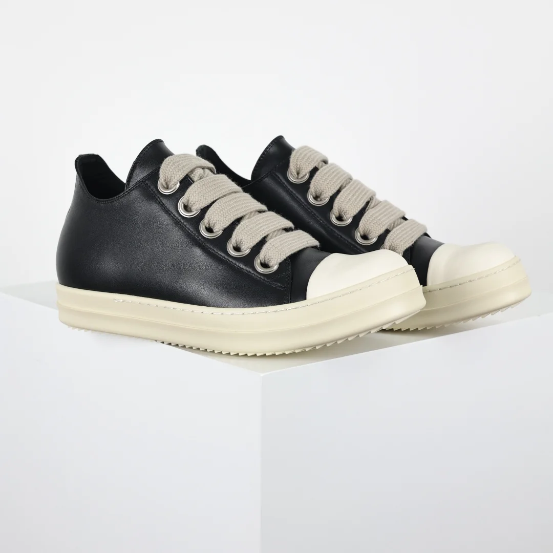 Rick Owens X1 Low-Top Leather Fashion Sneakers - Detail view 3