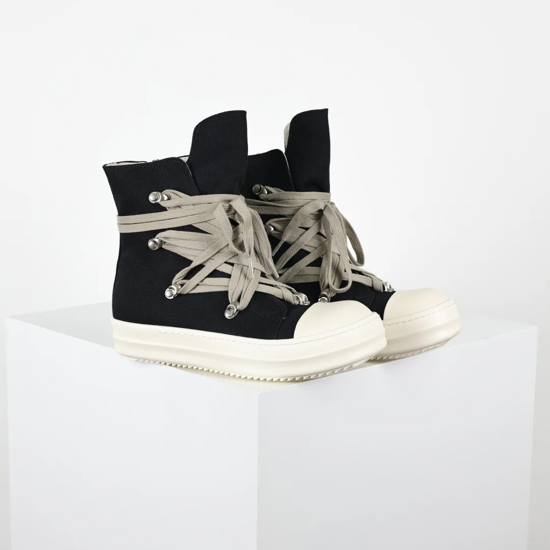 Rick Owens Crazy strappy canvas high-top boots with thin laces - Detail view 3
