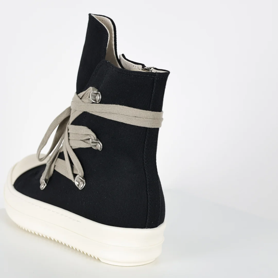Rick Owens Crazy strappy canvas high-top boots with thin laces - Detail view 4