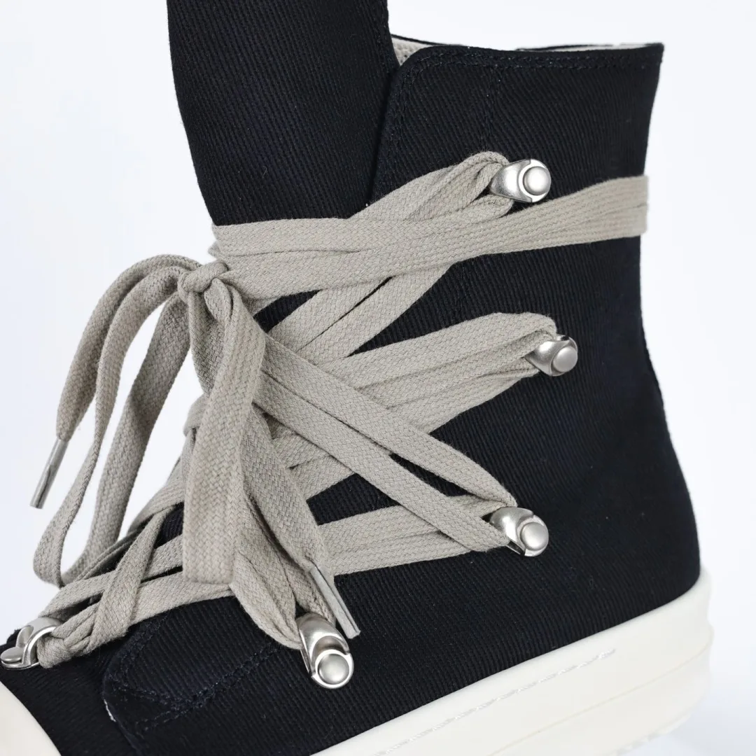 Rick Owens Crazy strappy canvas high-top boots with thin laces - Detail view 6