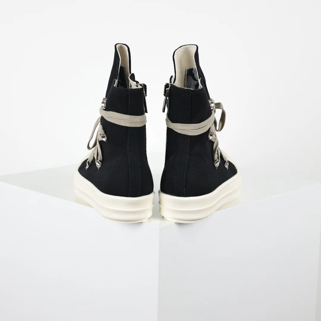 Rick Owens Crazy strappy canvas high-top boots with thin laces - Detail view 8