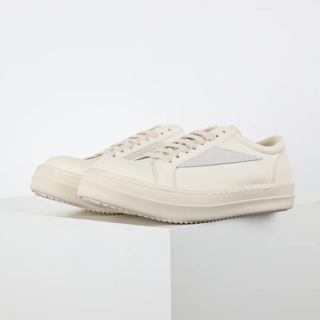 Rick Owens X1 RO High-Top Inverted Triangle Pure White Sneakers - Detail view 1