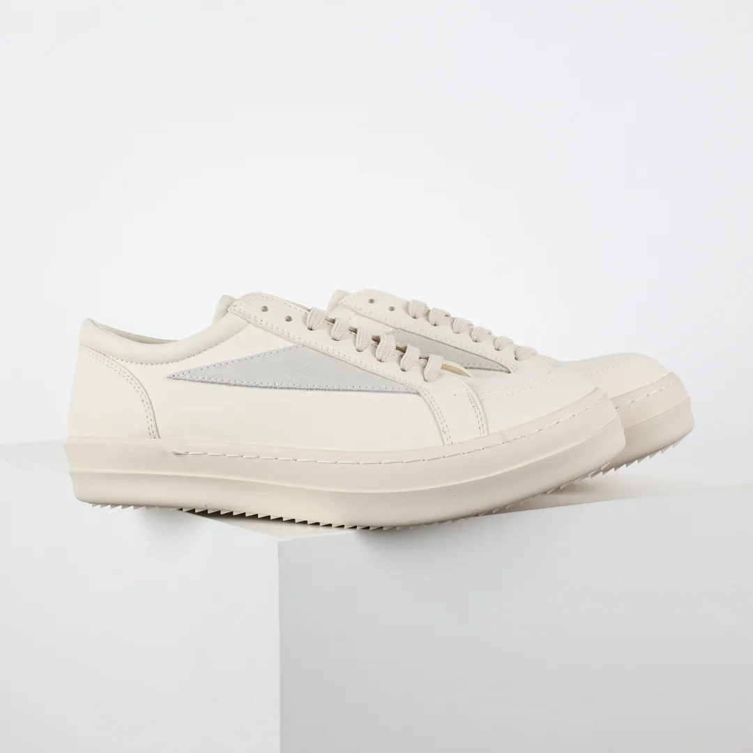 Rick Owens X1 RO High-Top Inverted Triangle Pure White Sneakers - Detail view 3