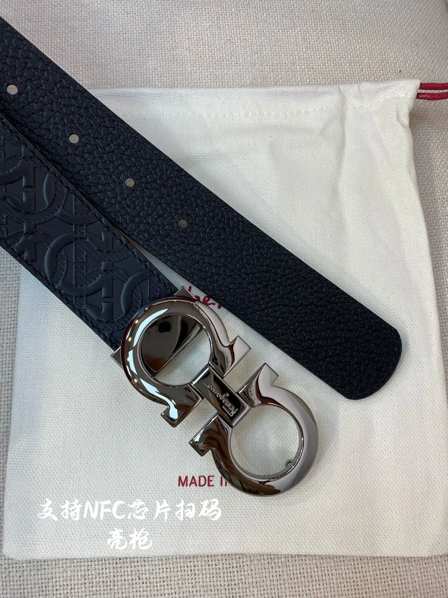 Ferragamo NFC-F3.5cm Premium Custom Men s Leather Belt - Detail view 5