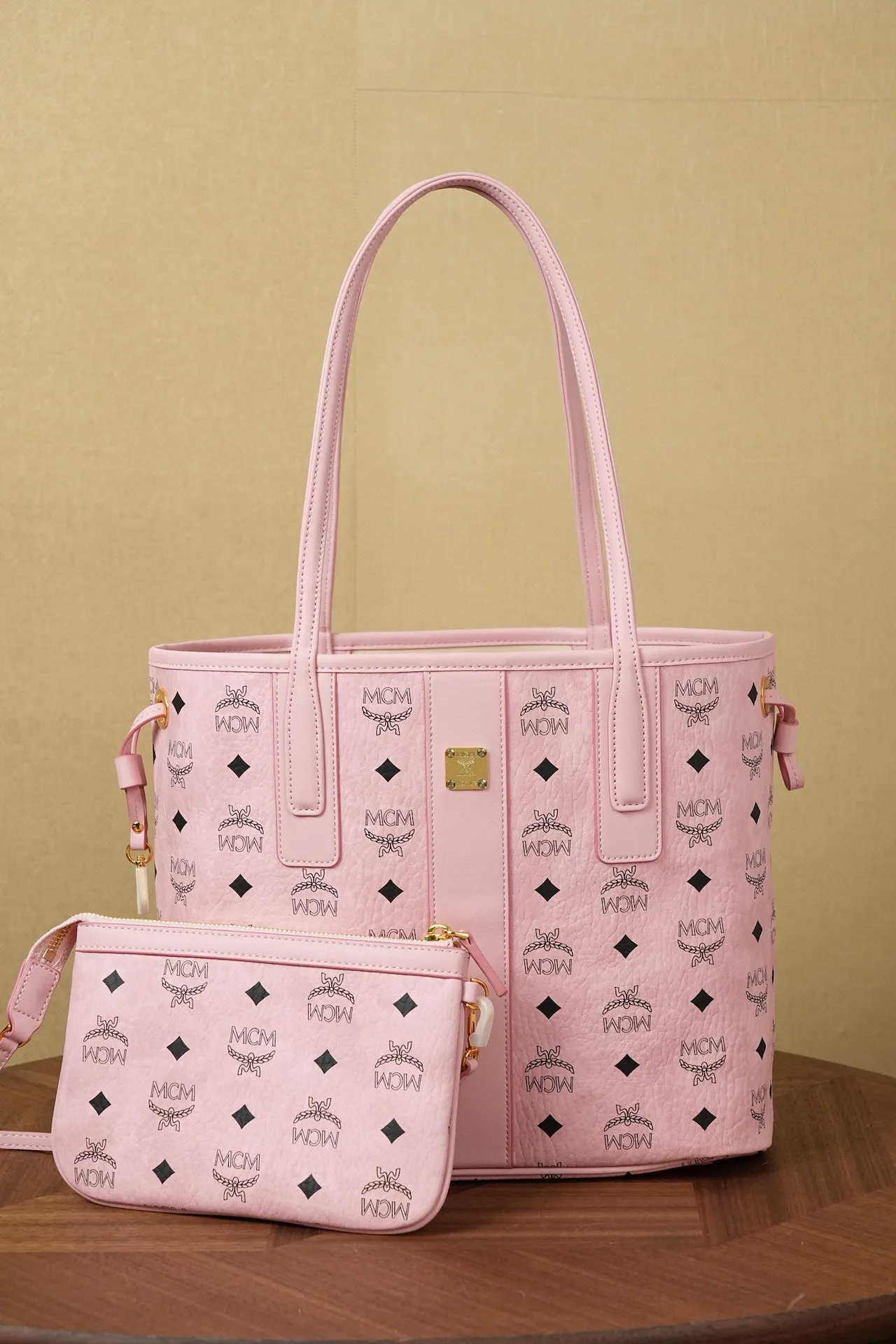 MCM MWPFSLR07PZ MCM Liz Visetos Double-Sided Tote Bag with Pouch, Shoulder Bag