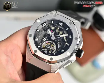 LS .Factory 爱彼 Audemars Piguet  漫威黑豹联名限量款 皇家橡树概念系列26620lO.OO.D077CA.011 新开模43 毫米表壳 采用全新设计 更符合人体工学的表壳 更精致的表壳细节 它具有较大的抛光倒角  尺寸 43MM 14MM  43毫米宽的表壳经过精心修饰 以容纳直径稍大的新机芯2 机芯采用进口订制手动陀飞轮机芯 更佳美观 质量更稳定 3 表壳采用日本 316 精钢打造 显示出钢壳更佳鲜亮 非市场用普通 306 钢 4 镜面采用进口蓝宝石玻璃镜面5  表带采用帆布带包皮 配带起来更加舒服 手感更好 非皮革压制而出 扣子采用折叠蝴蝶扣 6 现在下单送随身携带订制方便盒子一个 先到先得 送完为止