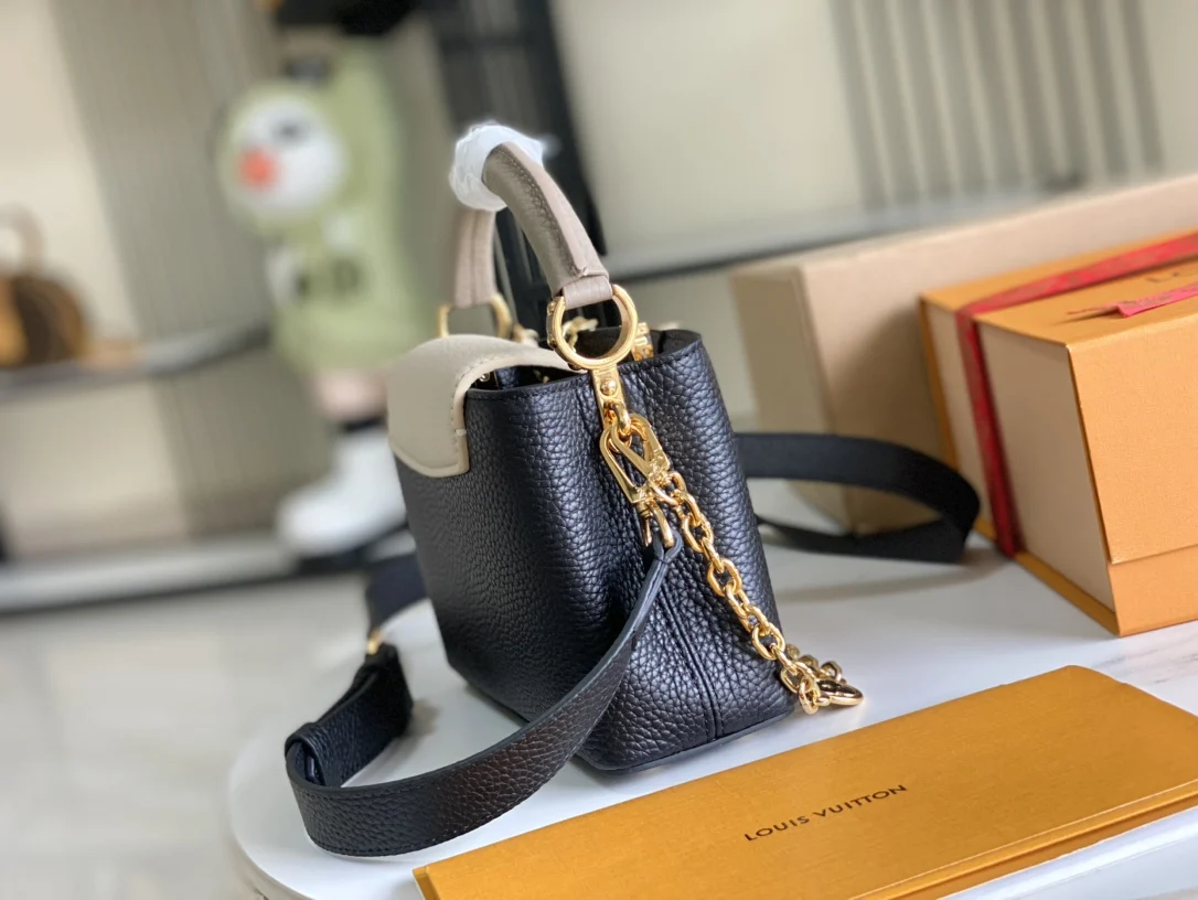 LVM25386 黑色花卉三拼手袋 斜挎包 - 细节图 3