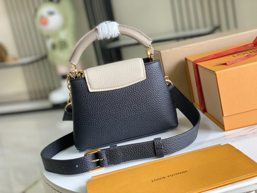 LVM25386 黑色花卉三拼手袋 斜挎包 - 细节图 4
